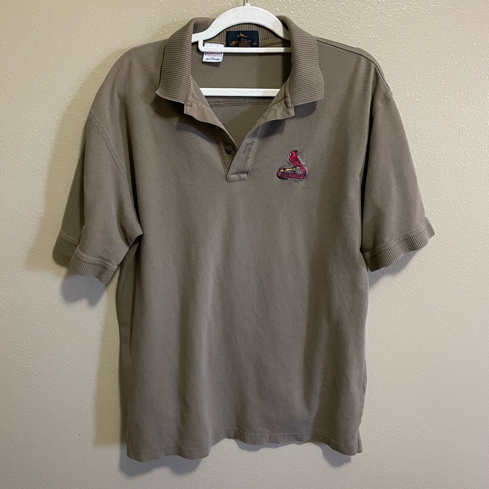 Vintage Antigua Tan St. Louis Cardinals Polo Size Large